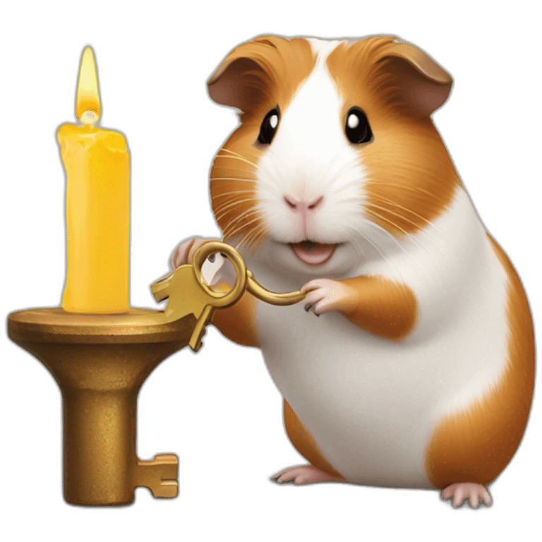 Guinea pig pouring candle through a key hole emoji