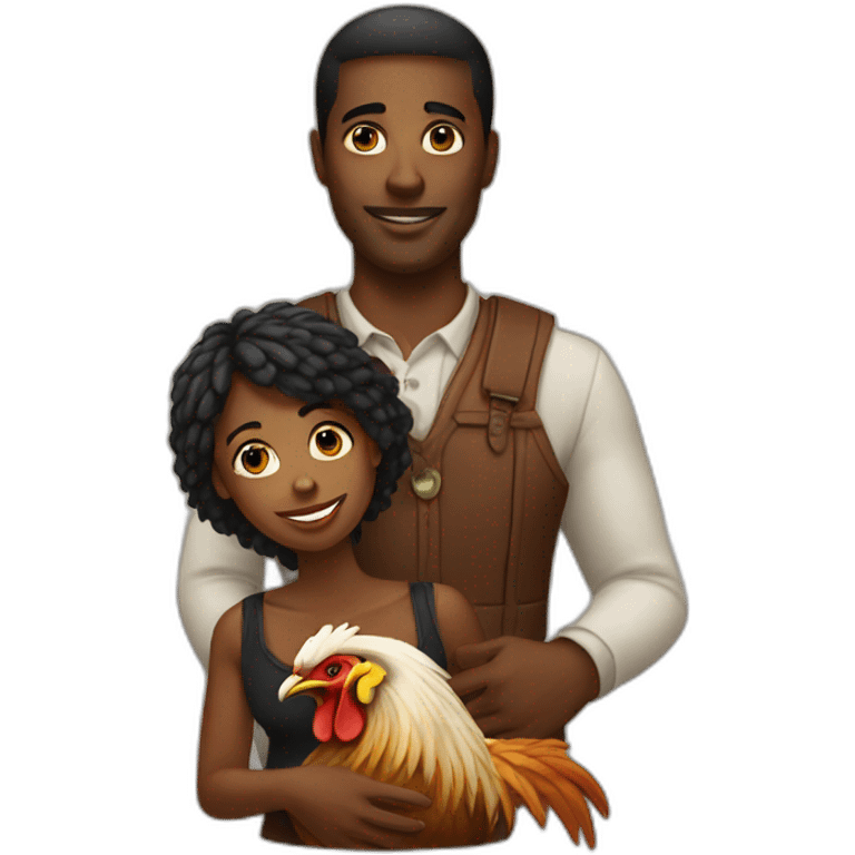 Black people with rooster emoji