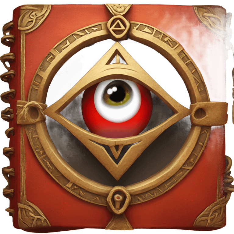 spell book that's red with eye in the middle with runes emoji