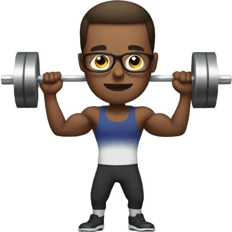 Bold man with spec weight lifting emoji