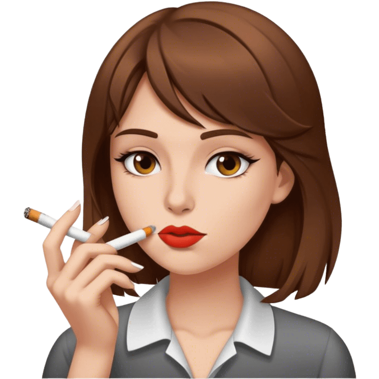 girl with brown hair smoking a ciagarette  emoji