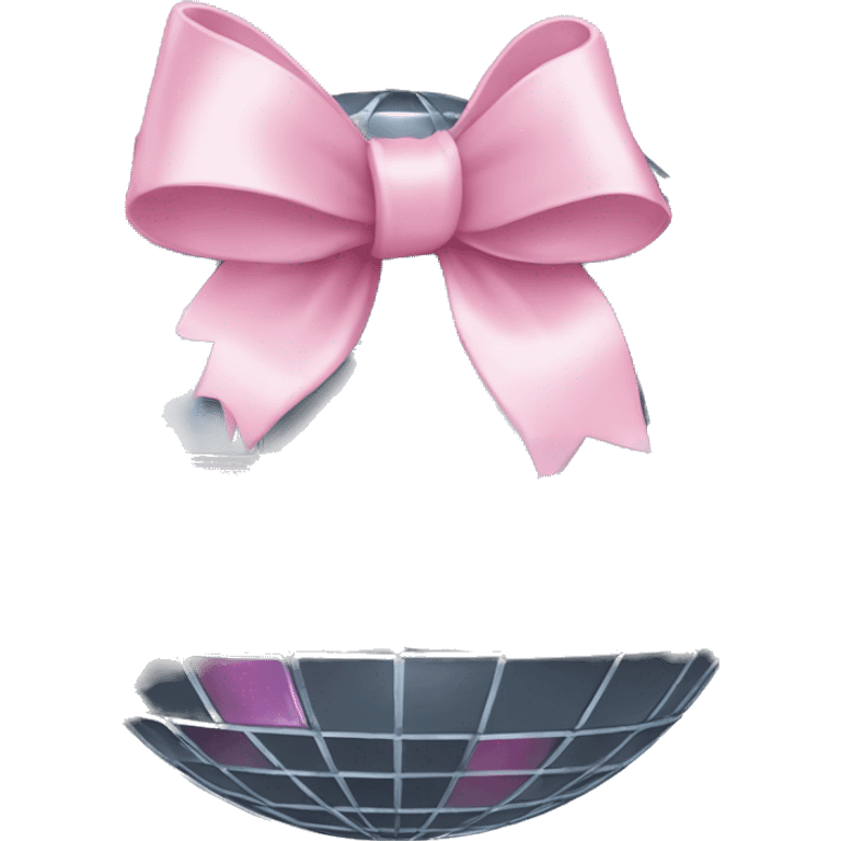 Disco ball with light pink bow emoji