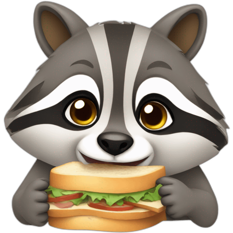 racoon happy eating a sandwich emoji