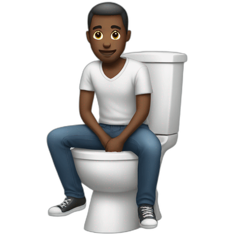 Black man seating on toilet emoji