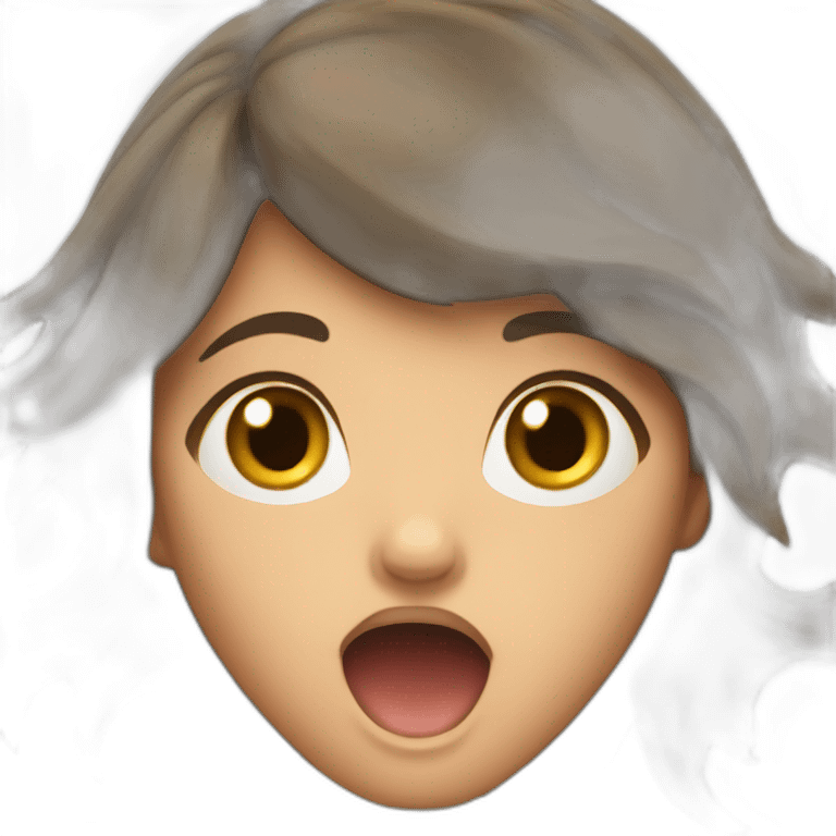 Brunette girl shouting as loud as possible  emoji