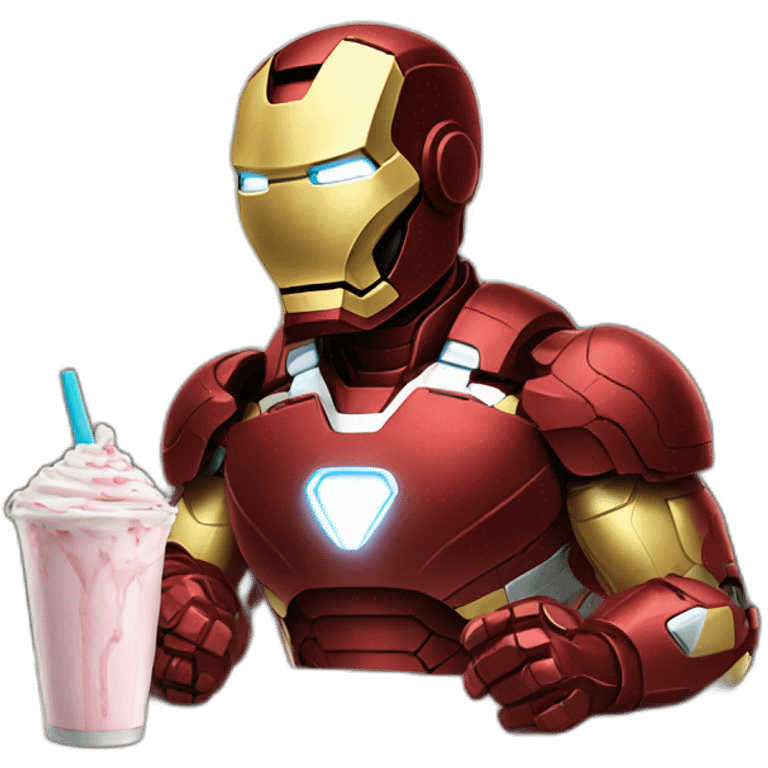 Ironman sipping a milkshake emoji