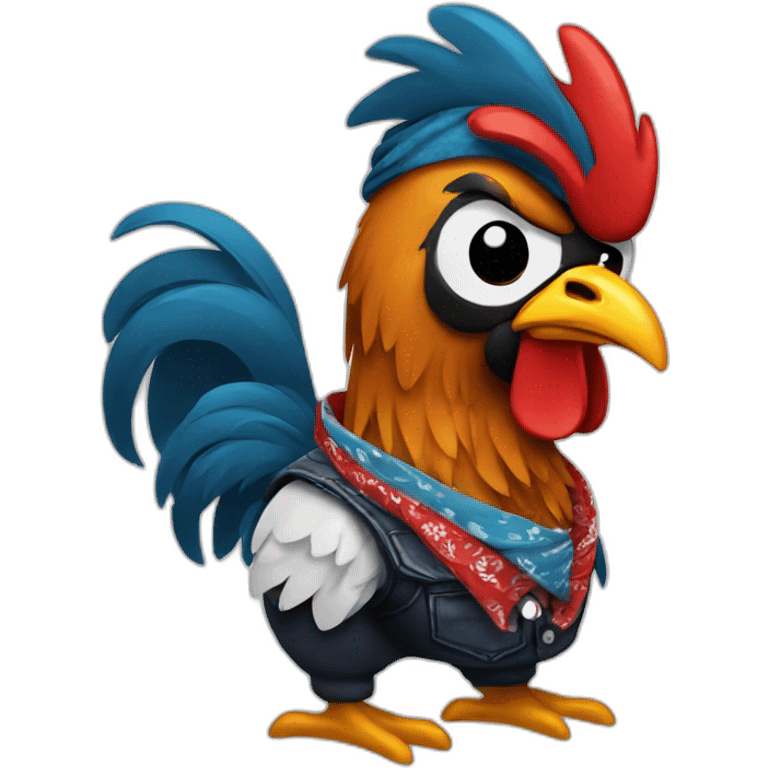 rooster wearing a bandana gangster emoji