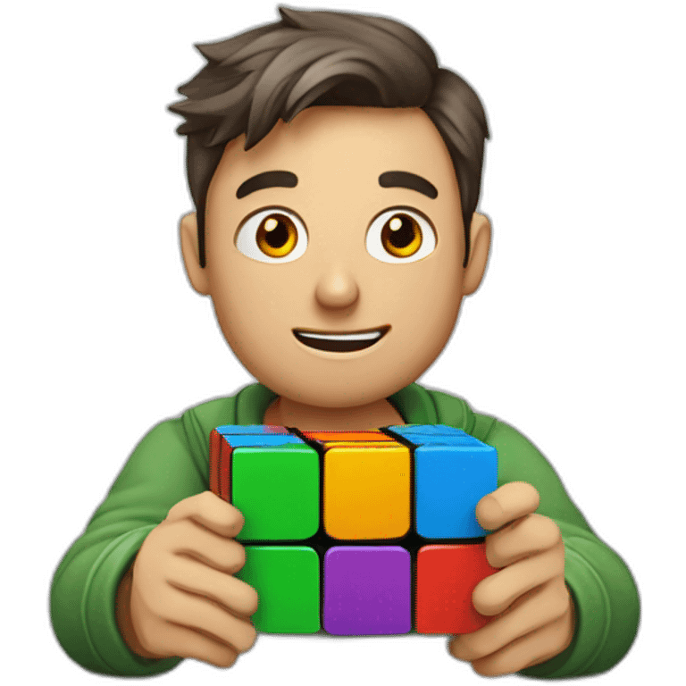 A man solving rubik's cube emoji