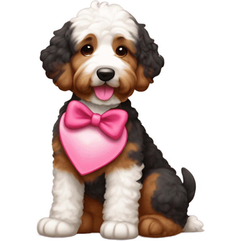 Bernedoodle dressed for Valentine’s Day emoji