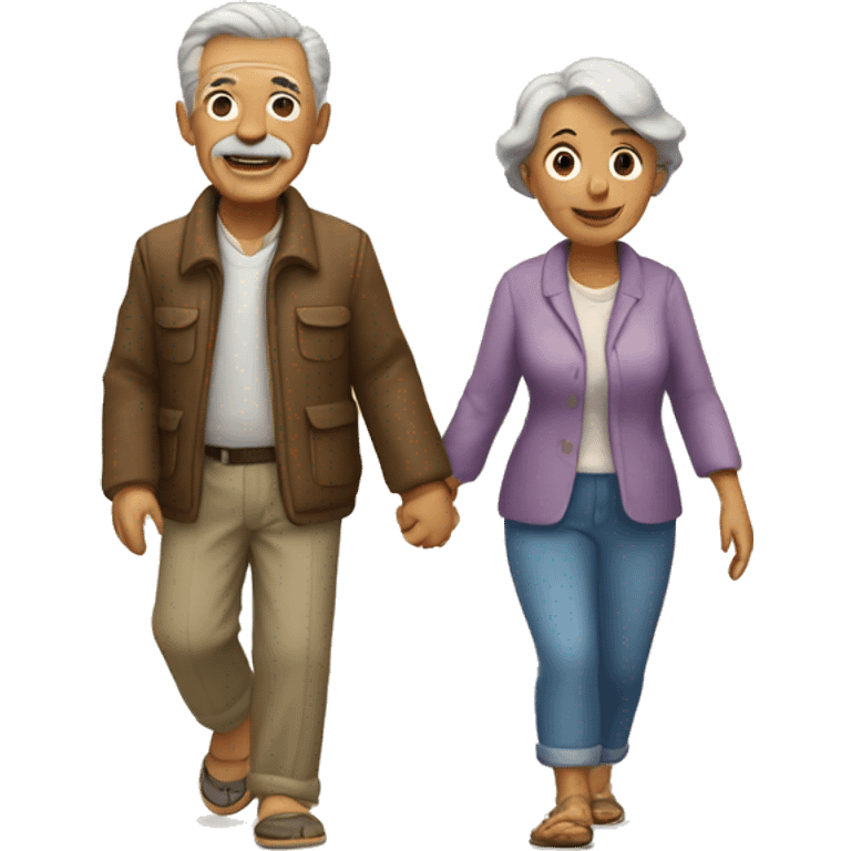 Old couple walking on beach emoji