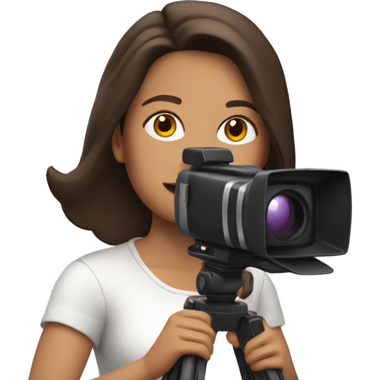 Brunette Woman with a shoulder video camera emoji