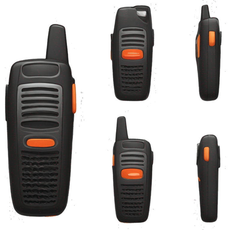 black walkie talkie with red-orange button on side emoji