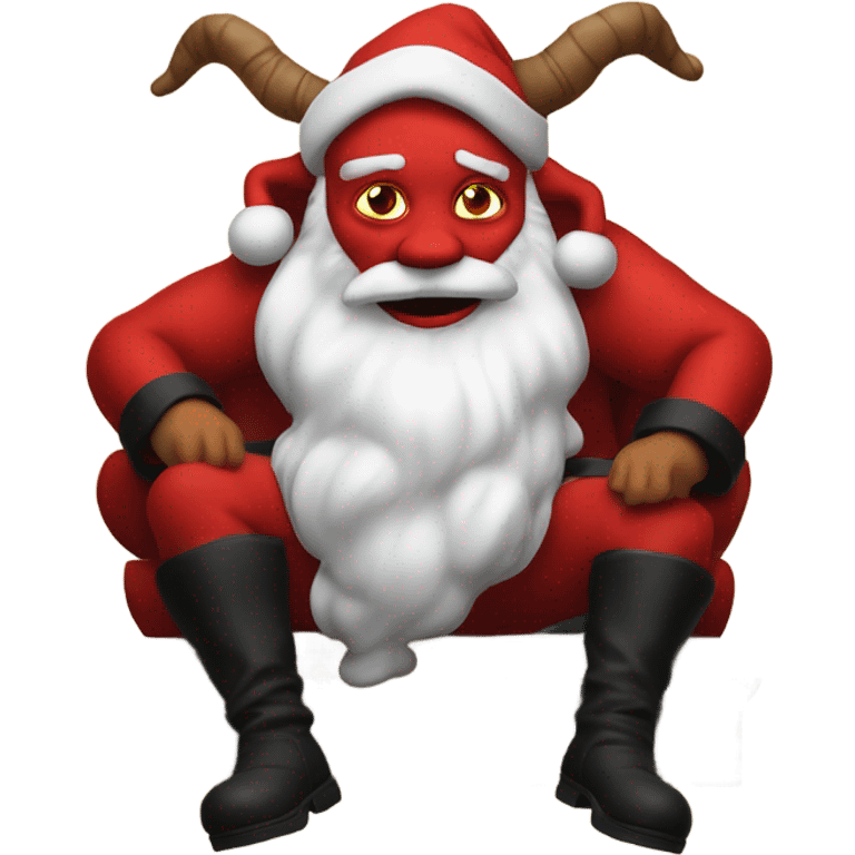 Red horned Satan dressed as Santa laying on a shelf  emoji