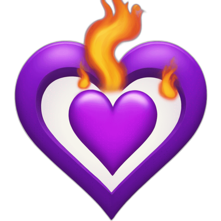 Purple love symbol with fire emoji