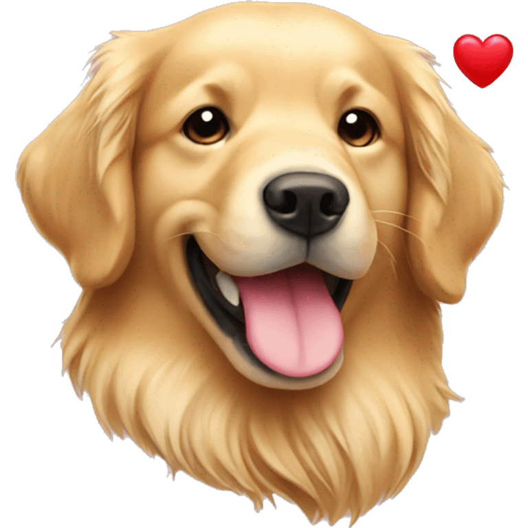 Golden retriever with heart emoji