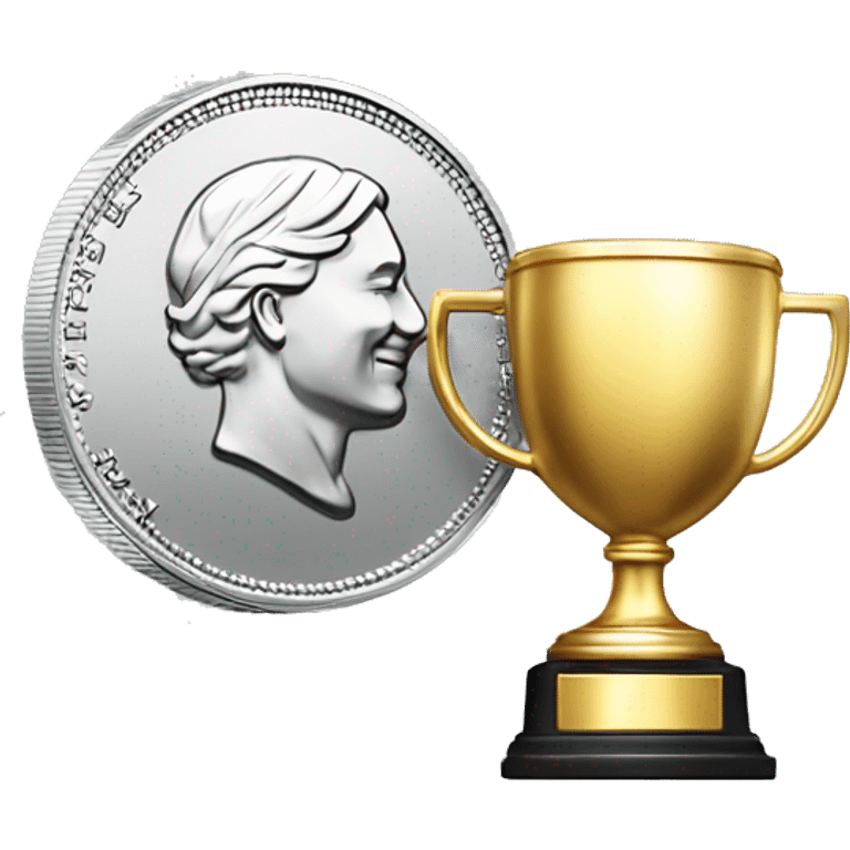 platinum coin with ilver trophy on it emoji