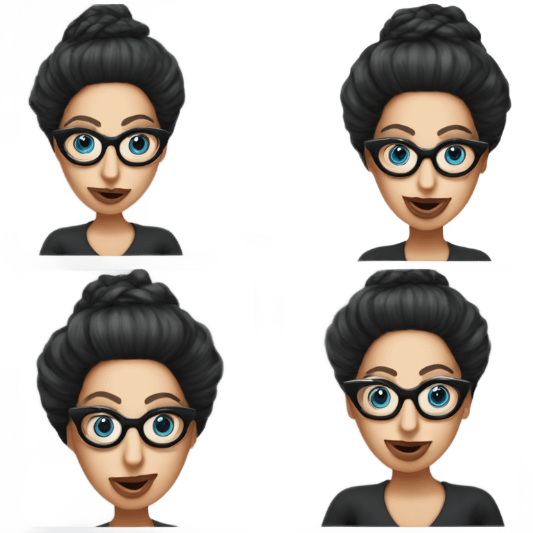 Lady gaga blue eyes black glasses realistic updo talking on the phone  emoji