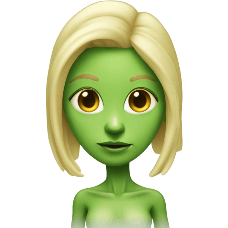 a green alien woman full body,blonde emoji