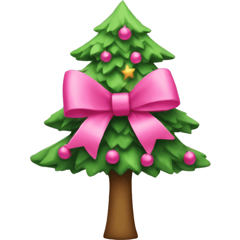 pink bow Christmas tree emoji