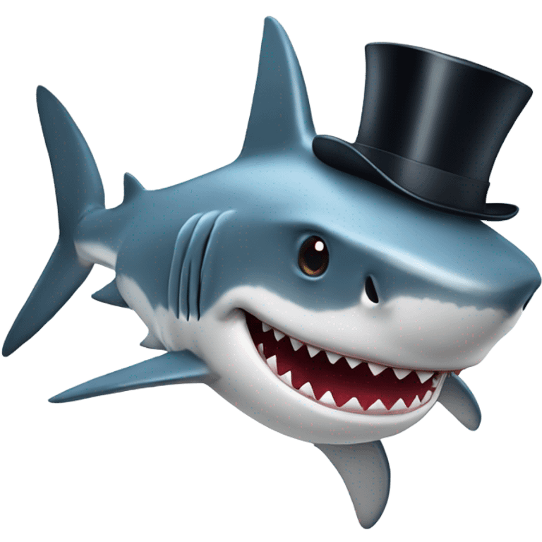 Shark with a top hat emoji