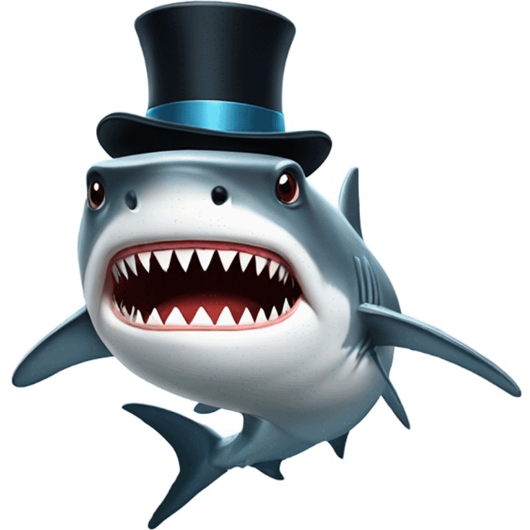 Shark with a top hat emoji