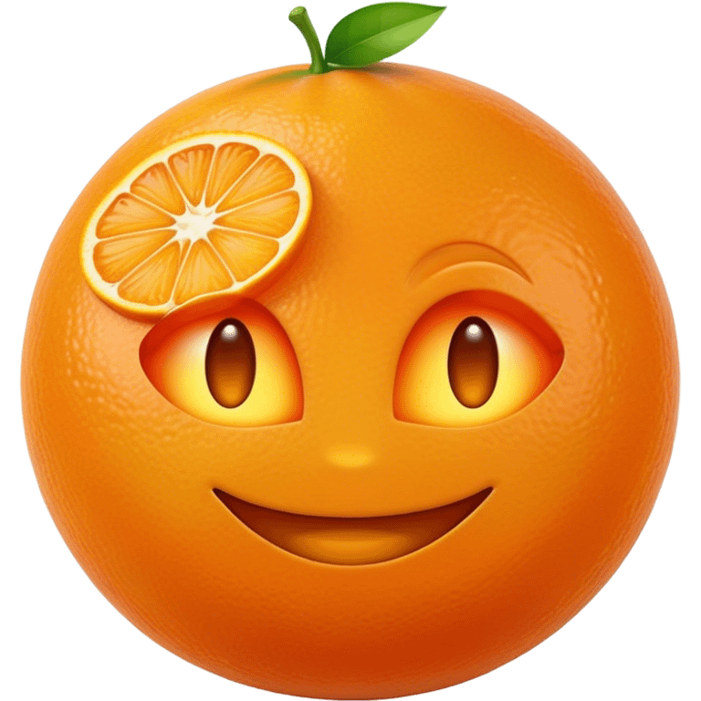 Cinematic Realistic Orange Emoji, Juicy and vibrant, with a bright, glossy skin that gleams in the light, revealing a slight texture from the natural pith. The orange segments peek through as the fruit radiates refreshing energy. Soft glowing outline, capturing the essence of a sweet, zesty burst of flavor in a perfect orange! emoji