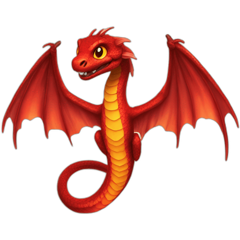 Red fire Serpant with wings emoji