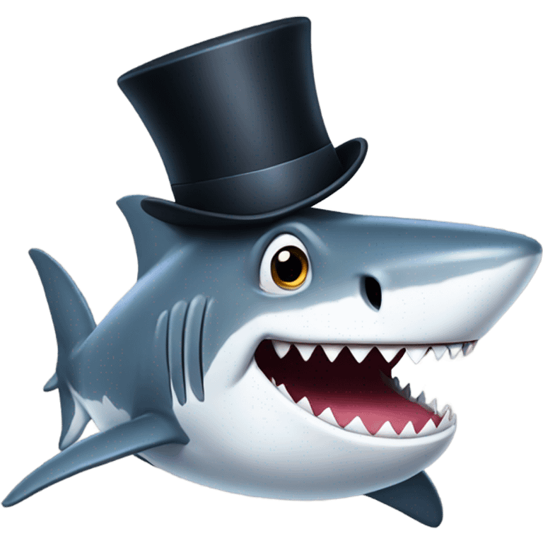 Shark with a top hat emoji