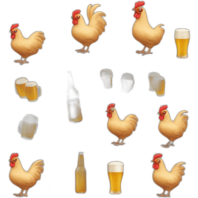 Poule bois une bière emoji