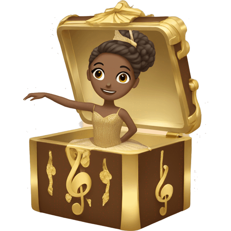  brown ballerina in a gold music box emoji