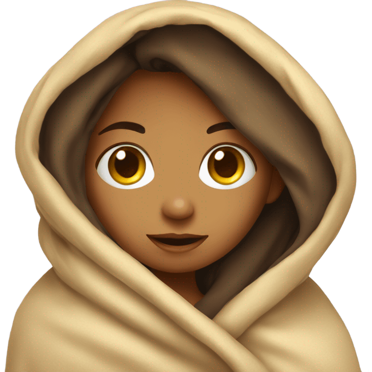 Girl under blanket cuddly emoji