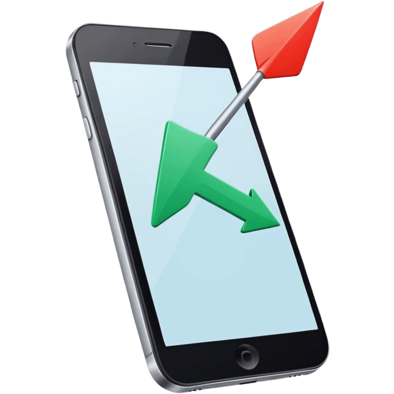 mobile phone and arrow emoji