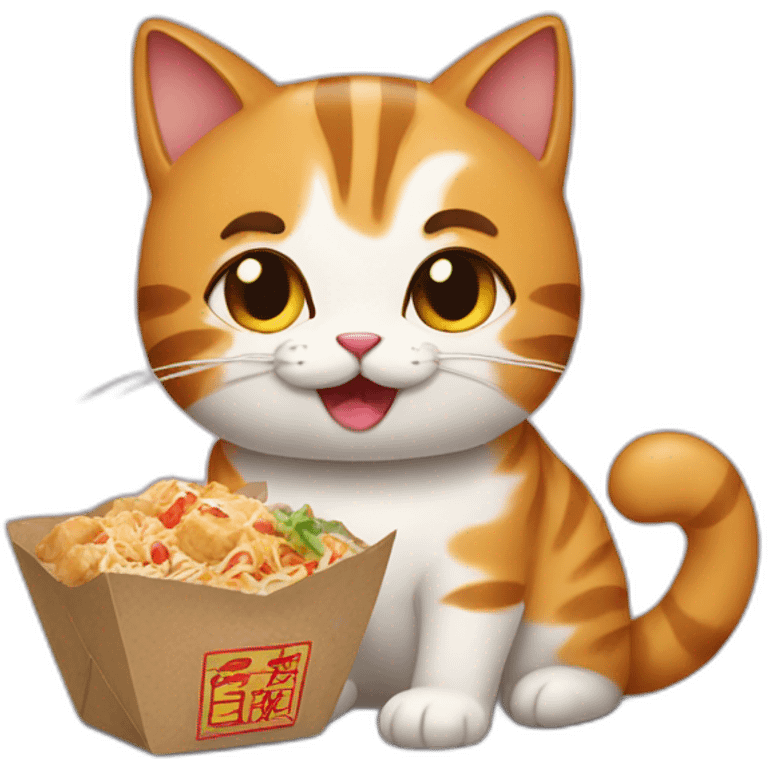 Cat eating Chinese takeout  emoji