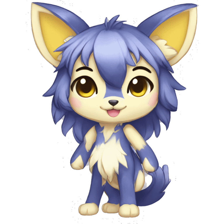 Cute Kawaii Chibi Anthro Sona Pretty Shiny Colorful Sparkly Fakemon Full Body emoji