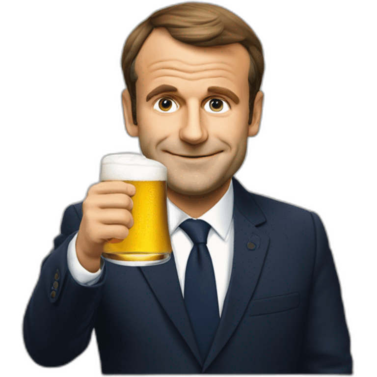 Emanuel Macron qui boit une bière emoji