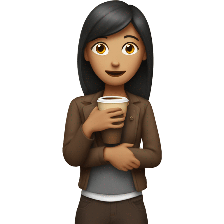 Woman hugging a big coffee  emoji