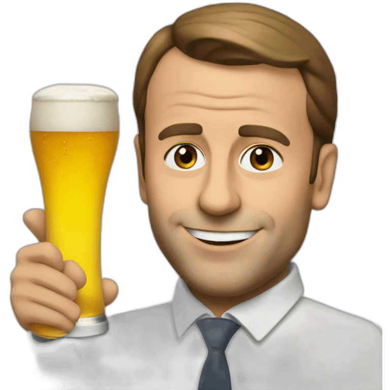 Macron with a beer emoji