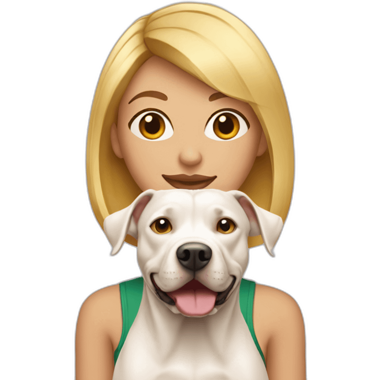 Blond lady with shoulder length bob haircut and a Pitbull dog emoji