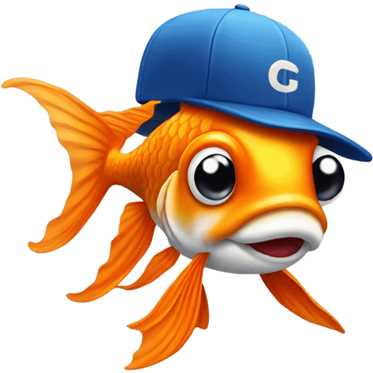 Goldfish with baseball hat emoji