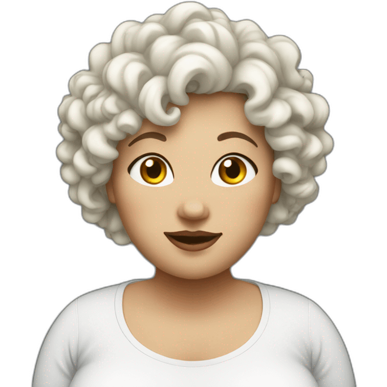 Fat women white with curly hair tall emoji