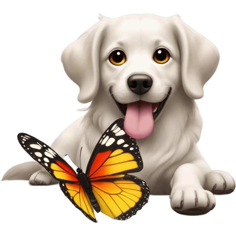 Dog and butterfly  emoji