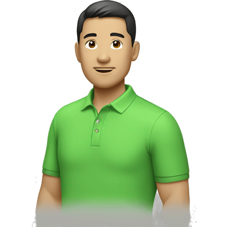 Chinese guy wearing apple green polo shirt emoji