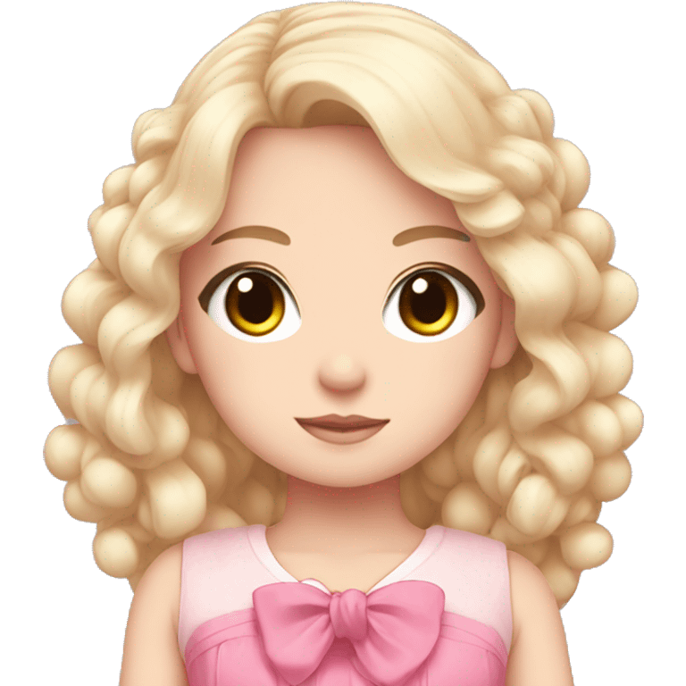 Doll in anime style with pink dress  and bows in hair emoji