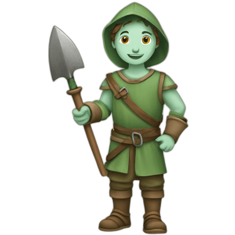 young mint apprentice yielding tool, medieval age emoji