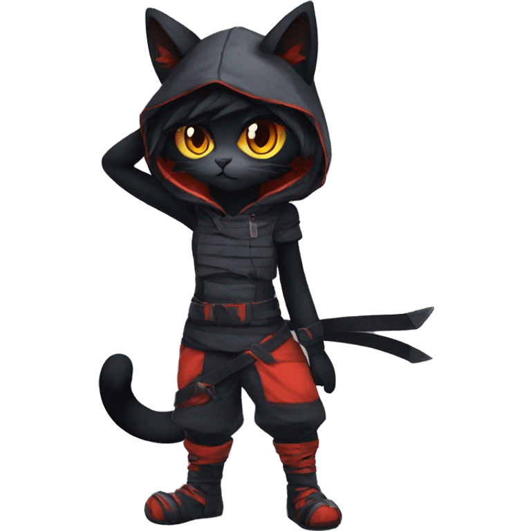 Edgy Shy Anthro Ninja cool pretty dark Litten-Pokémon-cat-fursona-animal techwear emoji