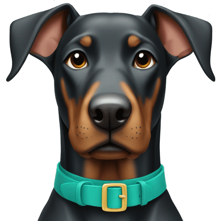 Doberman with teal collar emoji