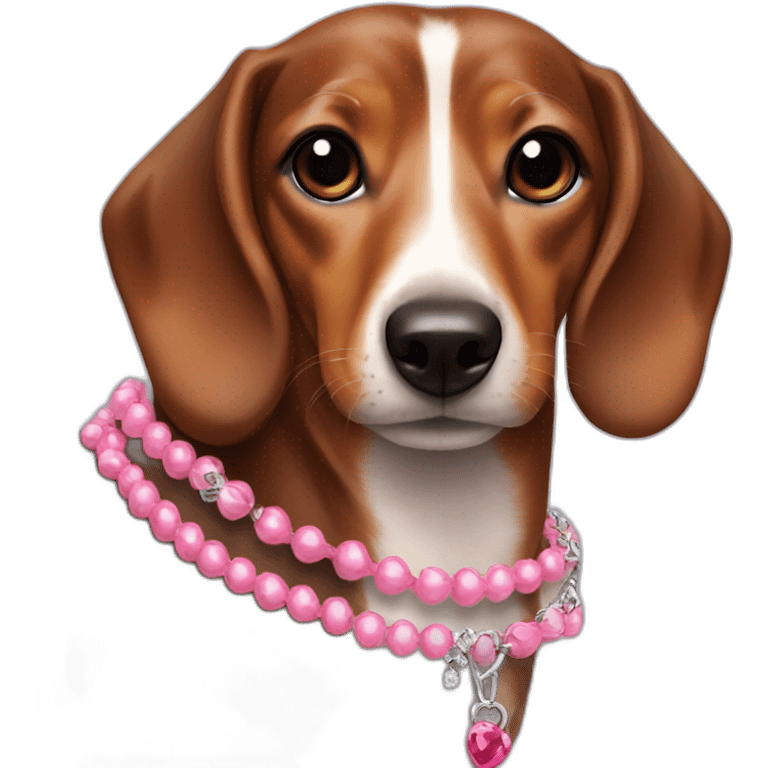 dashund with a pink necklace emoji