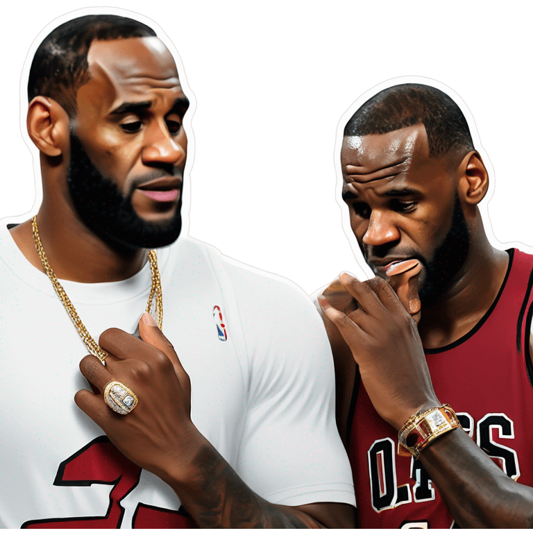 LeBron with 20 finals rings on his fingers while mj cries emoji