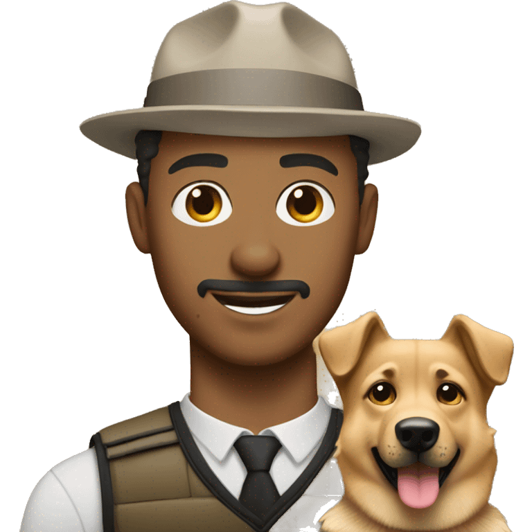 Light skin man with German shepherd  emoji