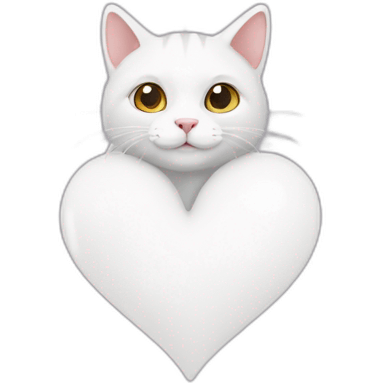 Cat hanging a White heart emoji